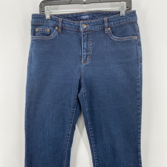 Chaps Jeans Women's Size 8 Straight Leg Dark Blue Denim 5 Pocket Stretch - Picture 2 of 11